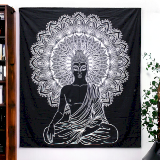 Dessus de Lit Double/ Tenture en Noir & Blanc