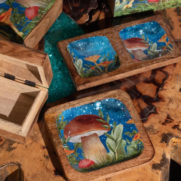 Boîtes et plateaux émaillés design champignon ENBT