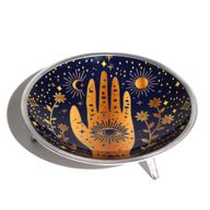 Assiette d'offrande émaillée à trois pieds – Hamsa Bleu