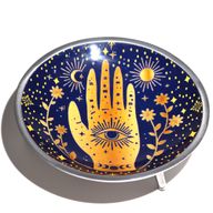 Assiette d'offrande émaillée à trois pieds – Hamsa Bleu