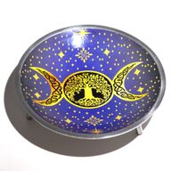 Assiette d'offrande émaillée à trois pieds – Triple Lune Violette