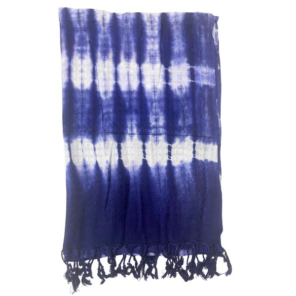 Foulard Bohème Java Art - Rayures Indigo - 62x200 cm