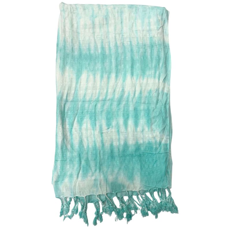 Foulard Bohème Java Art - Rayures Sarcelle & Motif - 62x200 cm