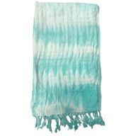 Foulard Bohème Java Art - Rayures Sarcelle & Motif - 62x200 cm