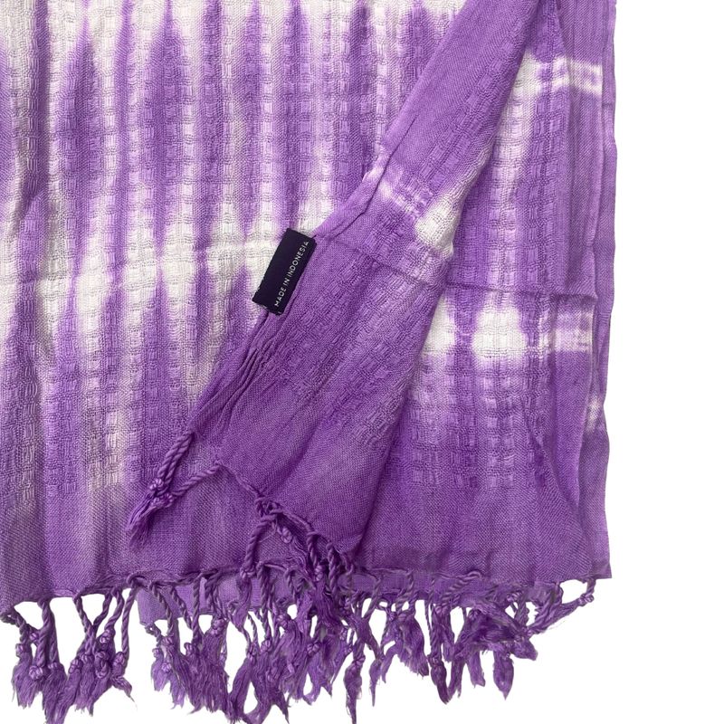 Foulard Bohème Java Art - Rayures Lavande & Motif - 62x200 cm