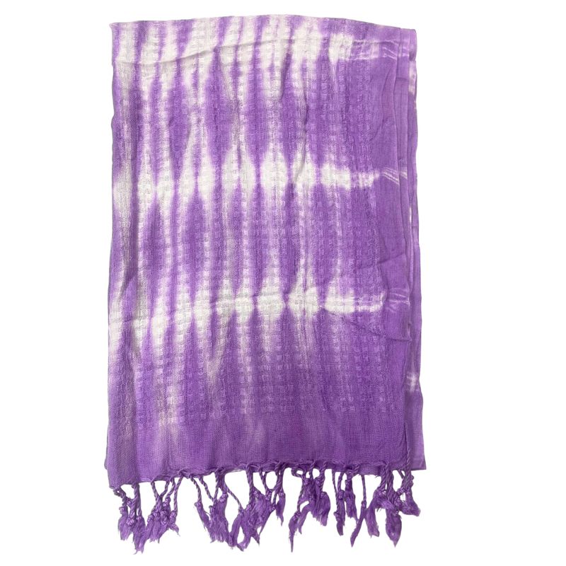Foulard Bohème Java Art - Rayures Lavande & Motif - 62x200 cm