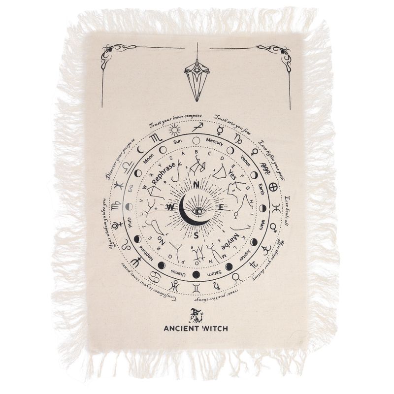 Tissu de divination pour pendule - Œil omniscient - Naturel & Noir