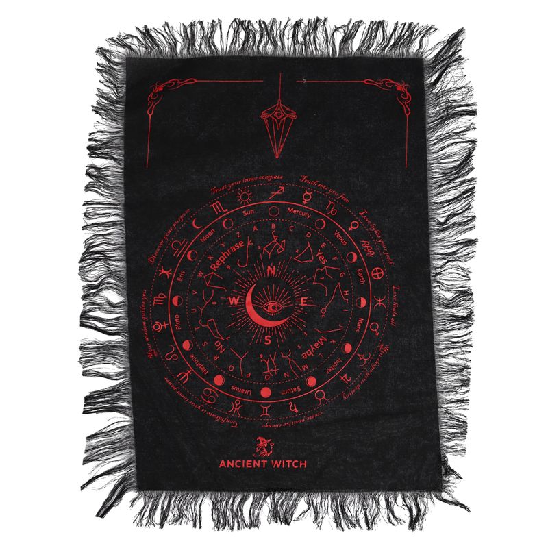 Tissu de divination pour pendule - Œil omniscient - Noir & Rouge sang