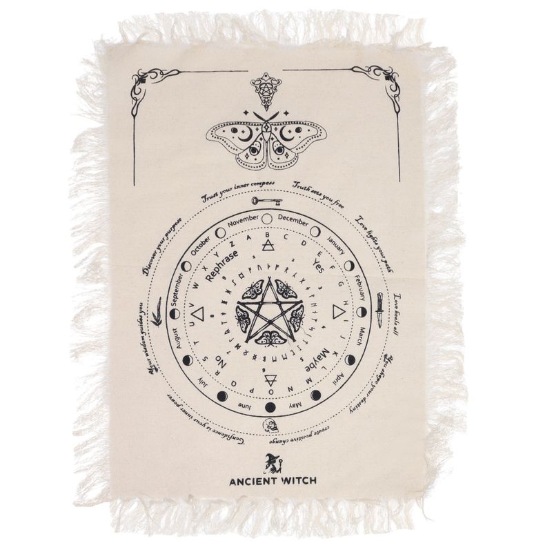 Tissu de divination pour pendule - Papillon mystique - Naturel & Noir