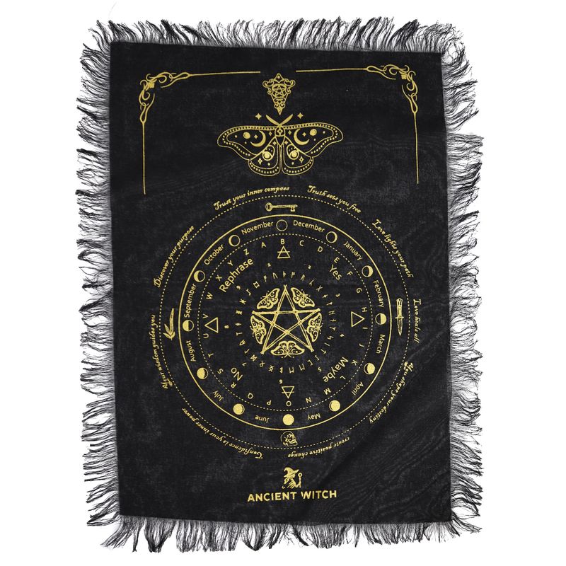 Tissu de divination pour pendule - Papillon mystique - Noir & Or