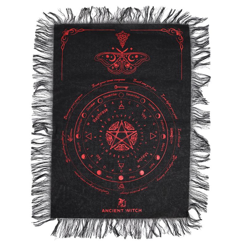 Tissu de divination pour pendule - Papillon mystique - Noir & Rouge sang