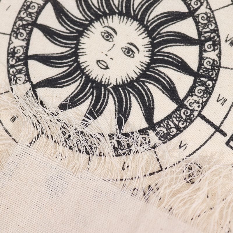 Tissu de divination pour pendule - Visage du soleil - Naturel & Noir
