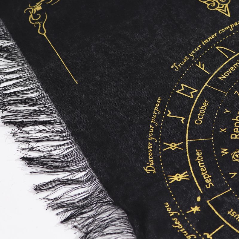 Tissu de divination pour pendule - Visage du soleil - Noir & Or