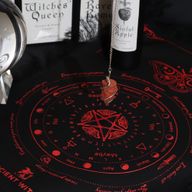 Tissu de divination pour pendule - Visage du soleil - Noir & Rouge sang