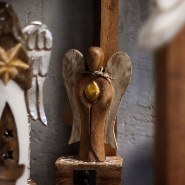 Ange Hati-Hati en Bois - Amour - 15cm