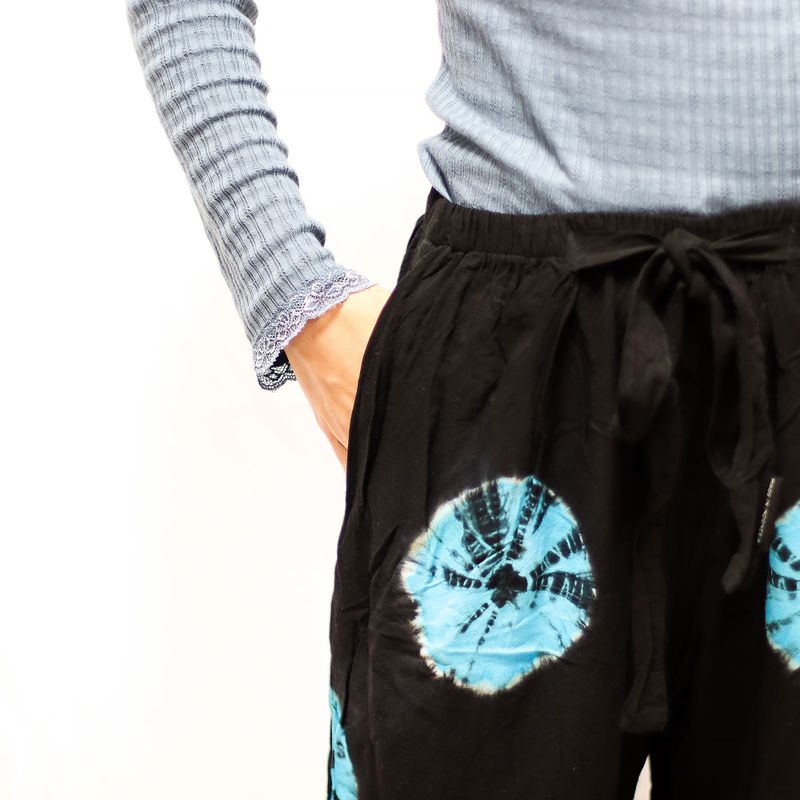 Pantalon lounge style japonais - L - Noir, Bleu