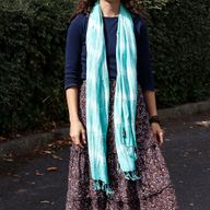 Foulard Bohème Java Art - Rayures Sarcelle & Motif - 62x200 cm