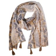 Nomad Sari – Foulard d’été 180x50 cm – Marbella  – Café Bord doré