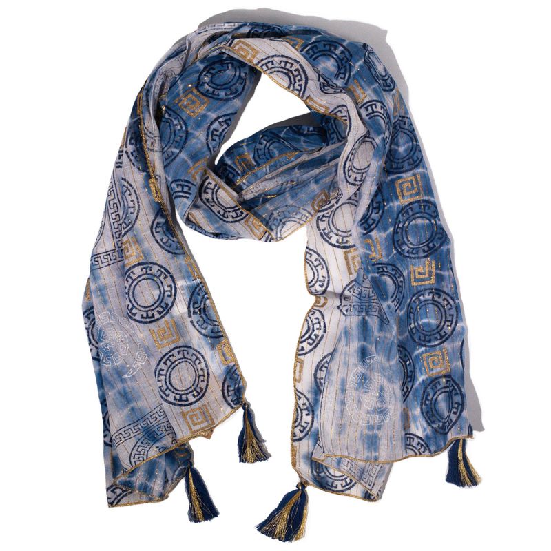 Nomad Sari – Foulard d’été 180x50 cm – Marbella  – Bleu Bord doré
