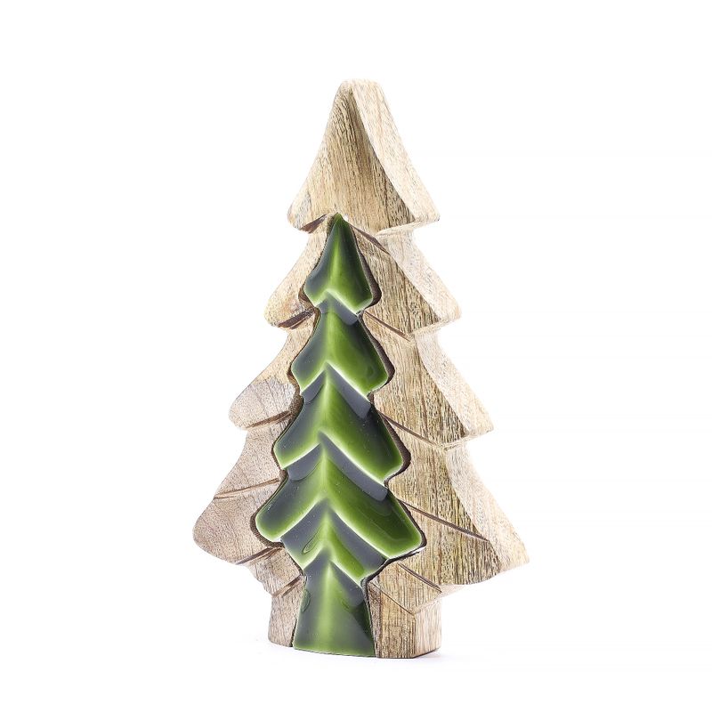 Sapin sculpté dans un autre , décoration en bois – 15x10 cm