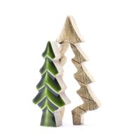 Sapin sculpté dans un autre , décoration en bois – 15x10 cm