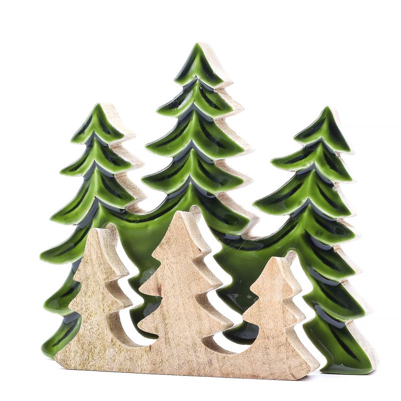 Trio de sapins, décoration en bois 3D – 20x23 cm
