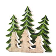 Trio de sapins, décoration en bois 3D – 20x23 cm