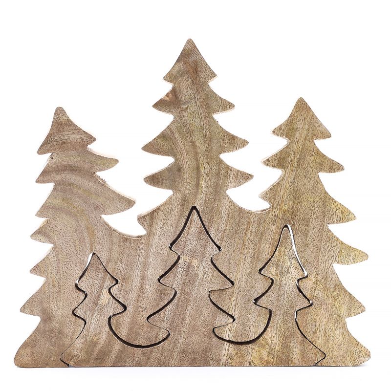 Trio de sapins, décoration en bois 3D – 20x23 cm