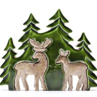 Deux cerfs dans la forêt, décoration en bois 3D – 18x23 cm