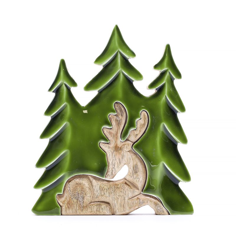 Cerf majestueux, décoration en bois 3D – 23x20 cm