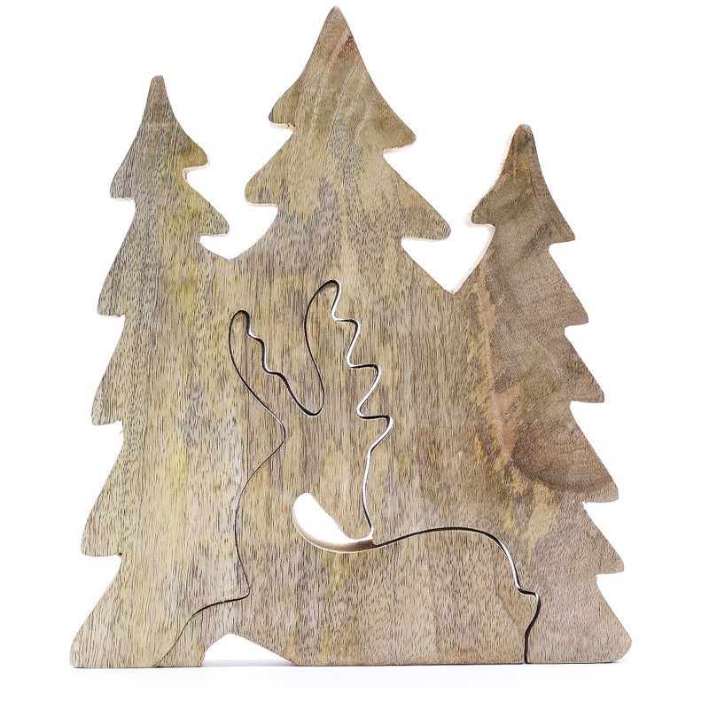 Cerf majestueux, décoration en bois 3D – 23x20 cm