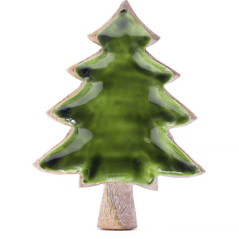 Bol en bois émaillé forme de sapin – 25x19 cm