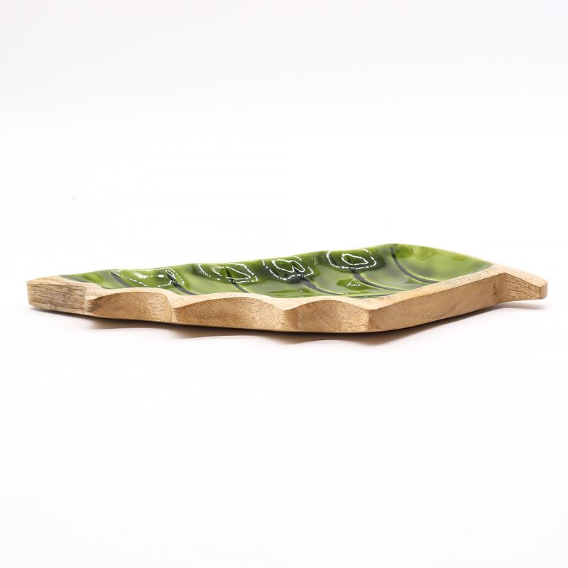 Bol en bois émaillée forme de feuille – 33x17 cm