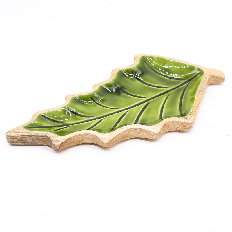 Bol en bois émaillée forme de feuille – 33x17 cm