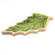 Bol en bois émaillée forme de feuille – 33x17 cm