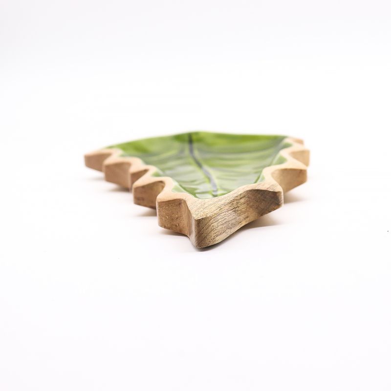 Bol en bois émaillée forme de feuille – 33x17 cm