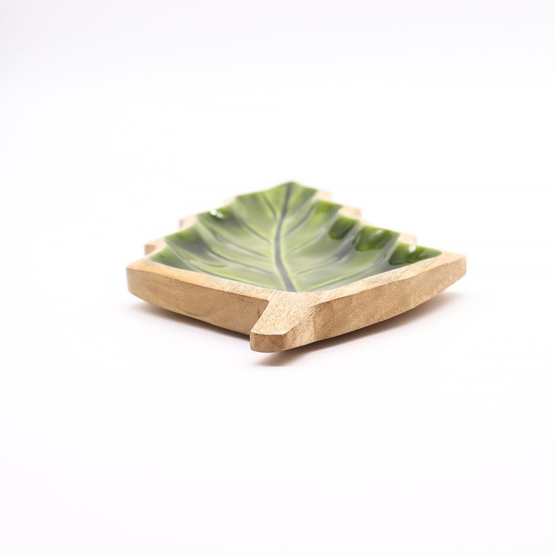 Bol en bois émaillée forme de feuille – 33x17 cm