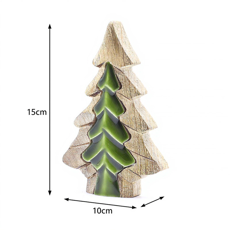 Sapin sculpté dans un autre , décoration en bois – 15x10 cm