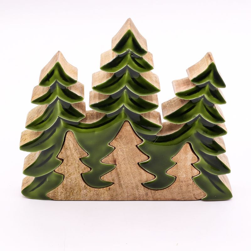 Trio de sapins, décoration en bois 3D – 20x23 cm