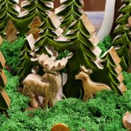 Deux cerfs dans la forêt, décoration en bois 3D – 18x23 cm
