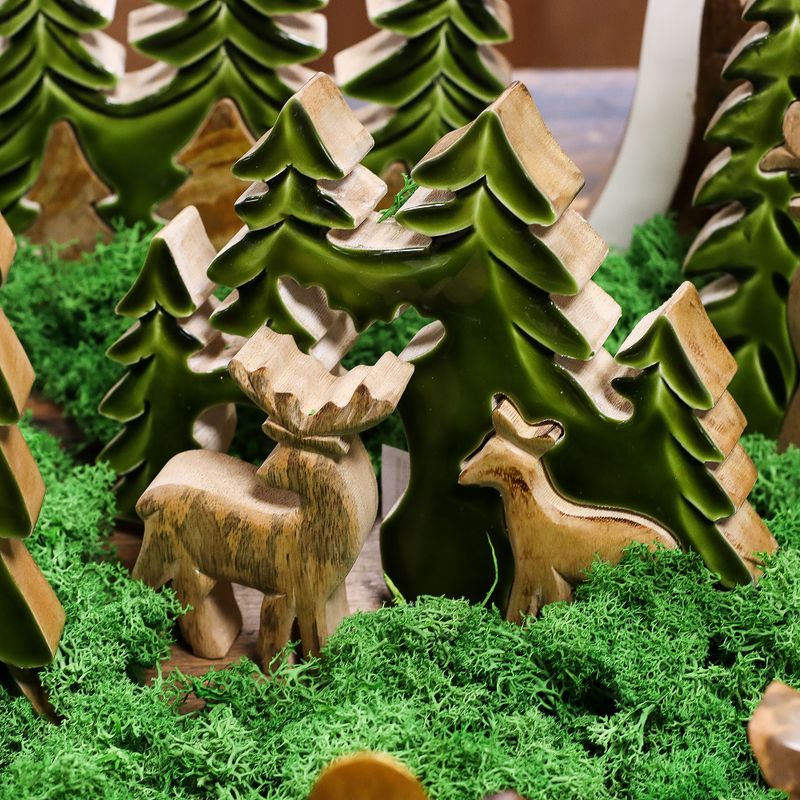 Deux cerfs dans la forêt, décoration en bois 3D – 18x23 cm