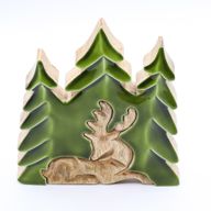 Cerf majestueux, décoration en bois 3D – 23x20 cm