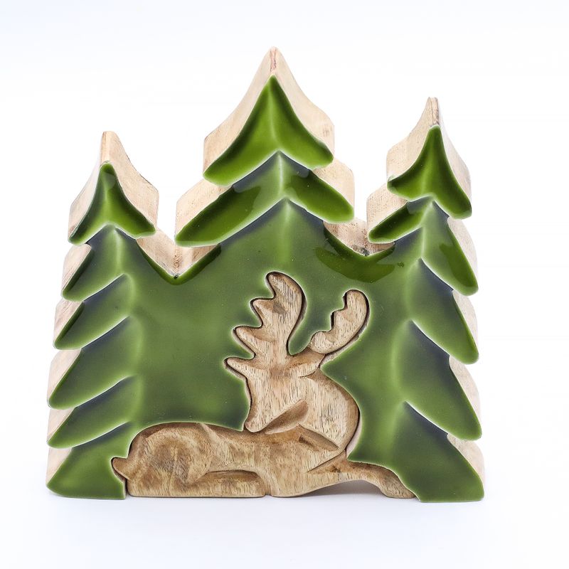 Cerf majestueux, décoration en bois 3D – 23x20 cm