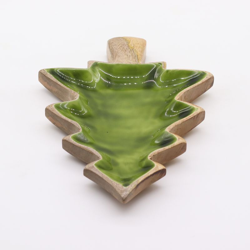 Bol en bois émaillé forme de sapin – 25x19 cm