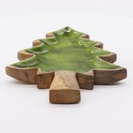 Bol en bois émaillé forme de sapin – 25x19 cm