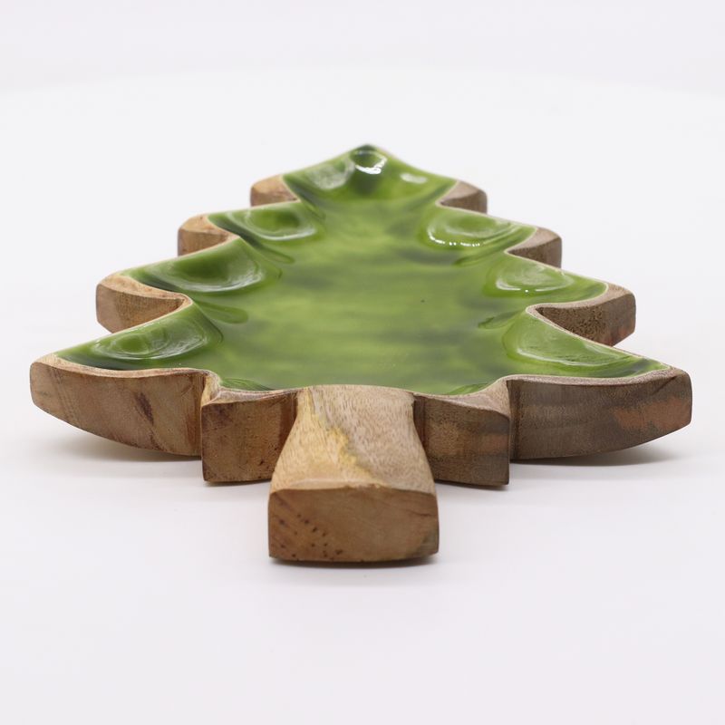 Bol en bois émaillé forme de sapin – 25x19 cm