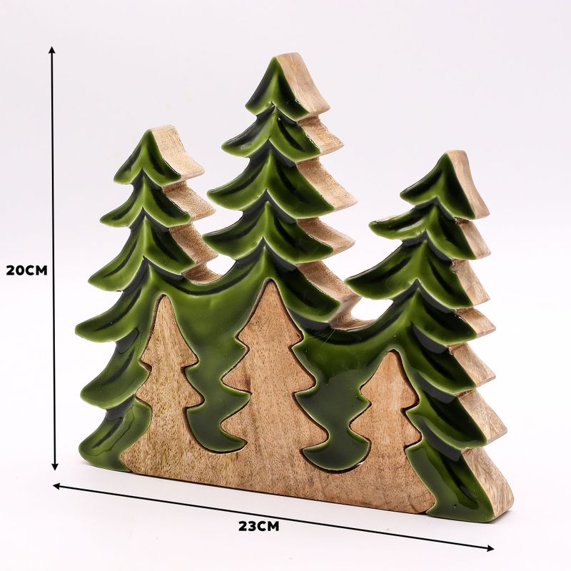 Trio de sapins, décoration en bois 3D – 20x23 cm