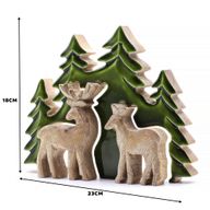 Deux cerfs dans la forêt, décoration en bois 3D – 18x23 cm