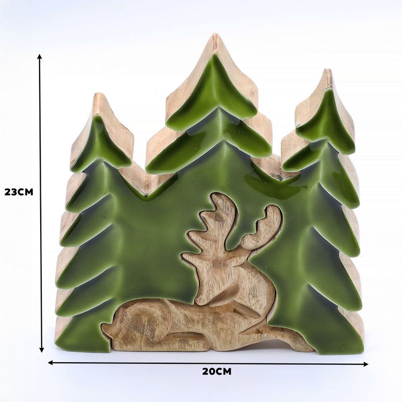 Cerf majestueux, décoration en bois 3D – 23x20 cm
