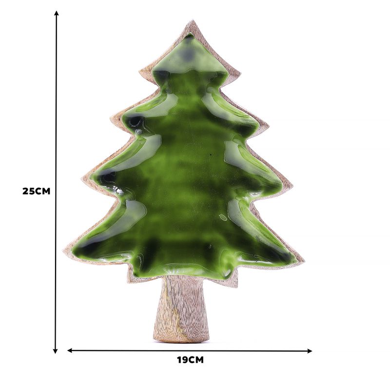 Bol en bois émaillé forme de sapin – 25x19 cm